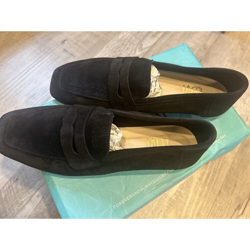 Women Penny Loafer Shoes Black Size 39 Morne Black Leather 100% Hand Made - Picture 6 of 12